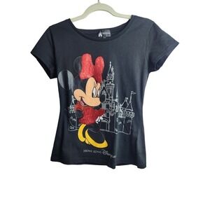 Disneyland Hong Kong Minnie Graphic with Sequin detail sz L slim fit minnie